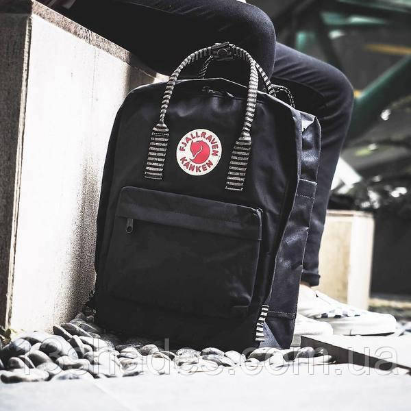 Рюкзак Fjallraven Kanken (Ф'ялравен Канкен) classic, чорний із кольоровими ручками