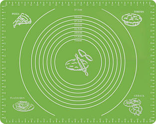Силіконовий антипригарний килимок для випічки і розкочування тіста 50x40 см 2Life Зелений (n-332)