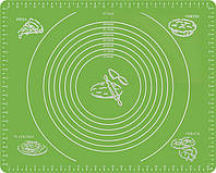 Силиконовый антипригарный коврик для выпечки и раскатки теста 50x40 см VOLRO Зеленый (vol-332)