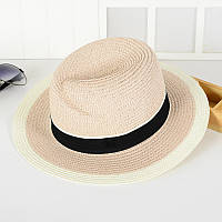 Соломенная белая летняя шляпа с черной окантовкой опт