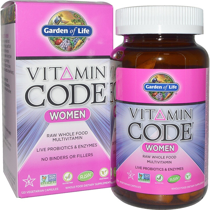 Garden of Life, Vitamin Code, для жінок, мультивітаміни з сирих цільних продуктів, 120 рослинних капсул