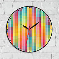 Геометрические часы Часы настенные разноцветные 3D эффект часов Круглые цветные часики Часы для офиса 300 мм
