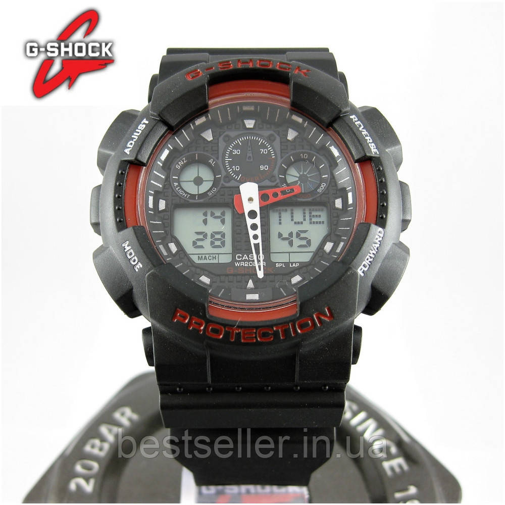 Годинник Casio G-Shock GA-100 black/red. Репліка ТОП якості!, фото 1