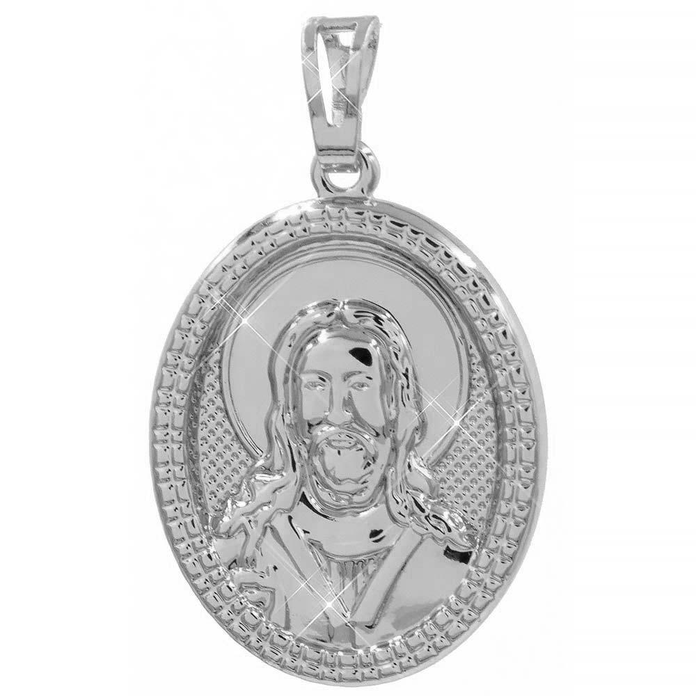 Підвіска Ладанка Ісус родиум 2,6*2,1 см (Медичне золото), фото 1