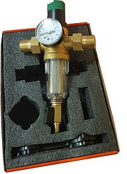 Самопромивний фільтр Karro з манометром і редуктором тиску для холодної води 1\2