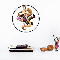 Рапунцель годинник настінний у кімнату дівчинки Рапунцель Заплутана історія Круглий годинник Корпус дерев'яний 30 см