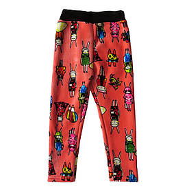 Теплі велюрові лосини "Модні зайці" для дівчинки. 130, 140 см