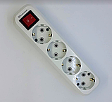 Колодка 4 гнізда з заземленням з кнопкою EH-2206, фото 2