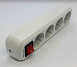 Колодка 4 гнізда з заземленням з кнопкою EH-2206, фото 4