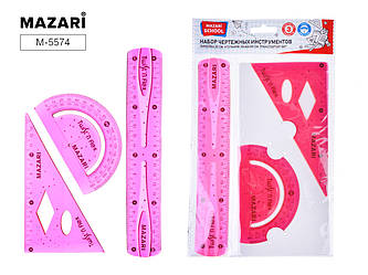 Набір інструментів для креслення 3 предмети, гнучкий, 4 кольори, 20см