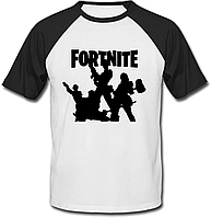 Футболка Fortnite Battle Royale "Logo" (белая с чёрными рукавами)
