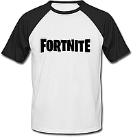 Футболка Fortnite Battle Royale "Black Logo" (біла з чорними рукавами)