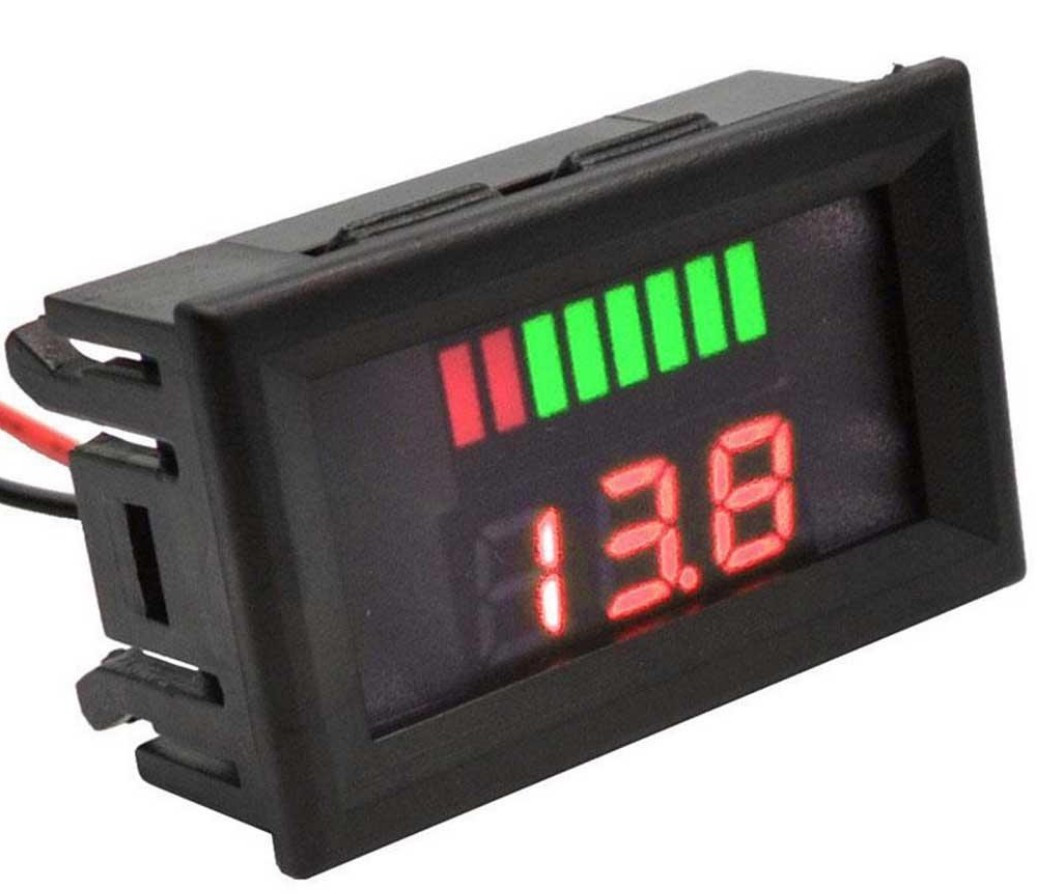 Вольтметр DC 12-72 з індикатором ємності акумулятора (червоні цифри), фото 1