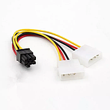 Перехідник для відеокарти 2 по 4 pin Molex -> 6pin для PCI-E кабель, фото 3