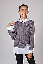 Сірий светр обманка для дівчинки (128-164р)