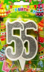 Свічка для торта ювілейна цифра 55 срібло, фото 1