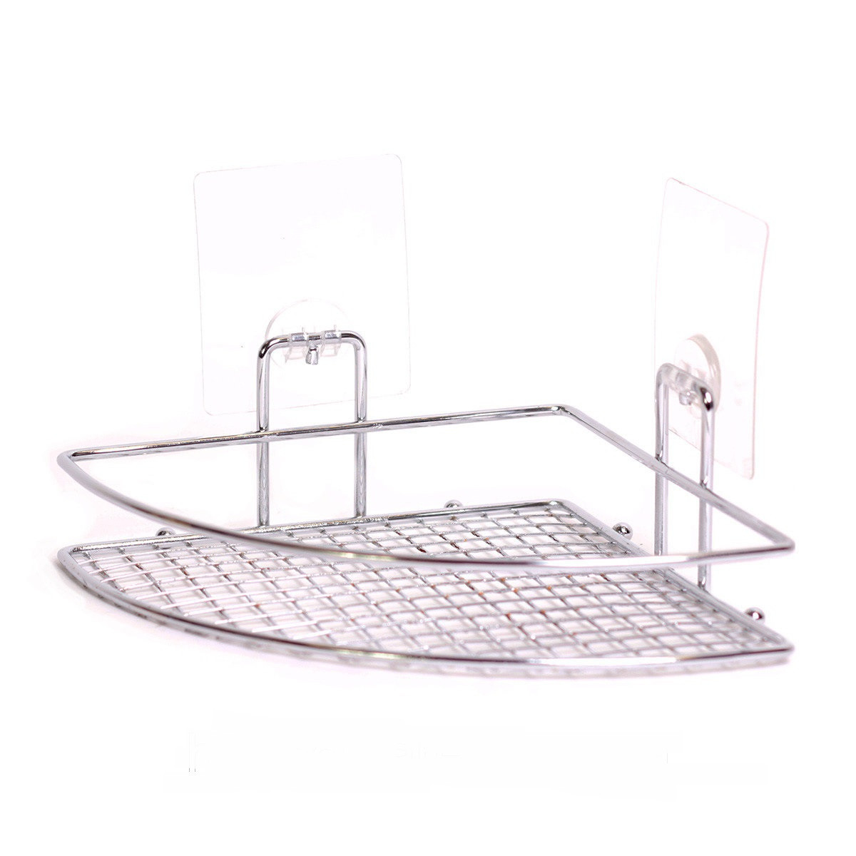 Полиця кутова у ванну кімнату 20*20*7.5 см хромована з кріпленням SMART STICKER