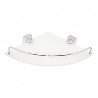 Скляна полиця кутова 36.5*28.5*6 см (28.5*28.5*6 см) на сталевому кріпленні