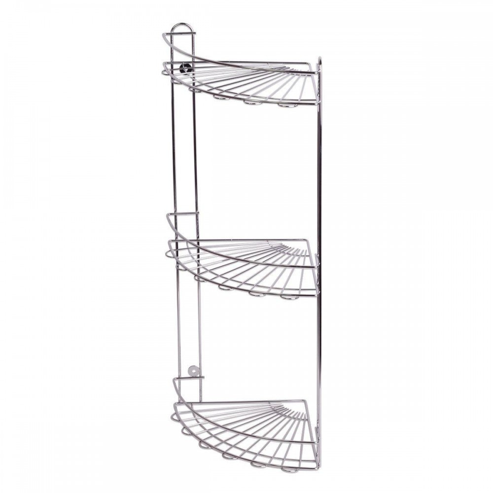 Триярусна кутова полиця Besser 59x20x11 см настінна хромована сталь