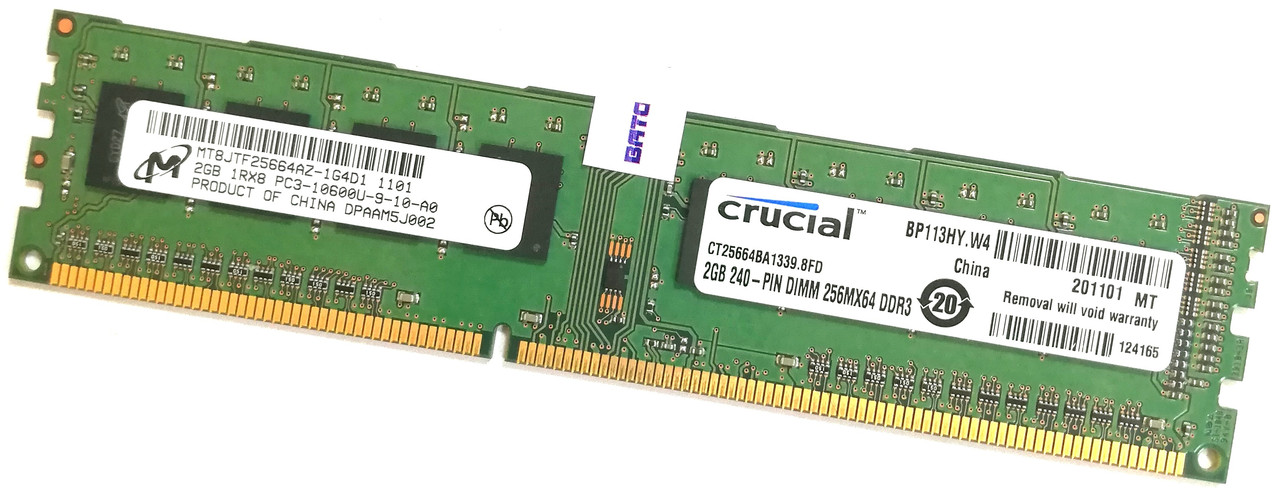 Оперативна пам'ять Micron DDR3 2Gb 1333MHz PC3-10600 CL9 1R8 (MT8JTF25664AZ-1G4D1) Б/В
