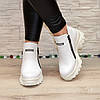 Черевики жіночі спортивні з натуральної білої шкіри флотар, фото 3