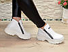 Черевики жіночі спортивні з натуральної білої шкіри флотар, фото 4