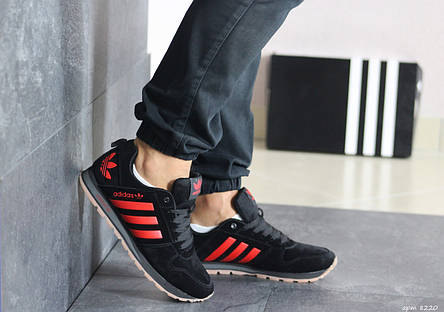 Кросівки чоловічі Adidas,чорні з червоним, фото 2