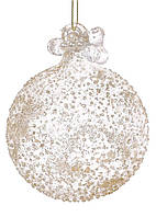 Новогодний шар стекло "Лед" елочный шар , 10 см с декором из бусин, цвет - шампань, набор 4 шт