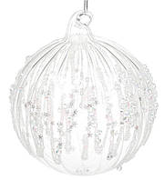 Новогодний шар стекло "Звезды" елочный шар , 10 см с декором из страp, набор 4 шт
