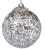 Новогодний шар стекло "Блеск" елочный шар, 8 см, цвет - блестящий графит, набор 6 шт