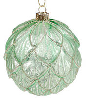 Новогодний шар стекло "Шишка" елочный шар, 10см, цвет - мятный, набор 4 шт