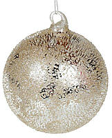 Новогодний шар стекло "Лед" елочный шар, 12 см,цвет - шампань, 2 шт