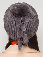 Жіноча хутряна шапка норкова на трикотажній основі, Модель "Паричок", колір "світло-коричневий", фото 3