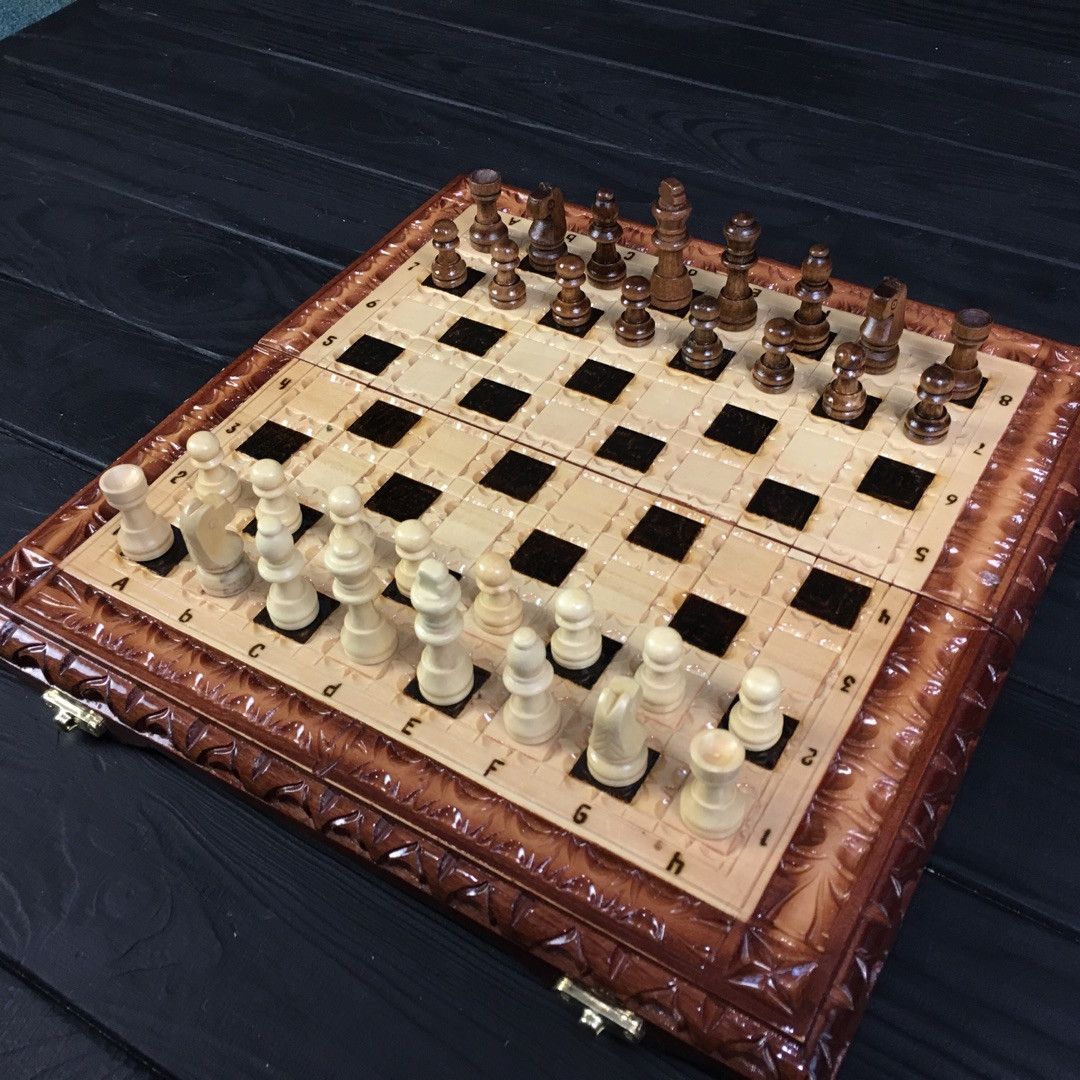 Шахматы, нарды оформлены уникальной резьбой, 36*18*8см, арт.191320, фото 1