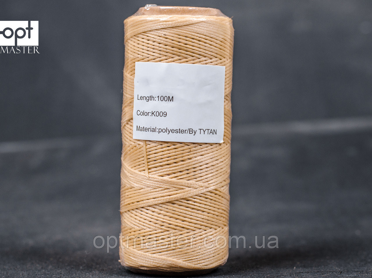 Нитка вощенна по шкірі (плоский шнур), т. 1 мм, 100 м., кол.беж