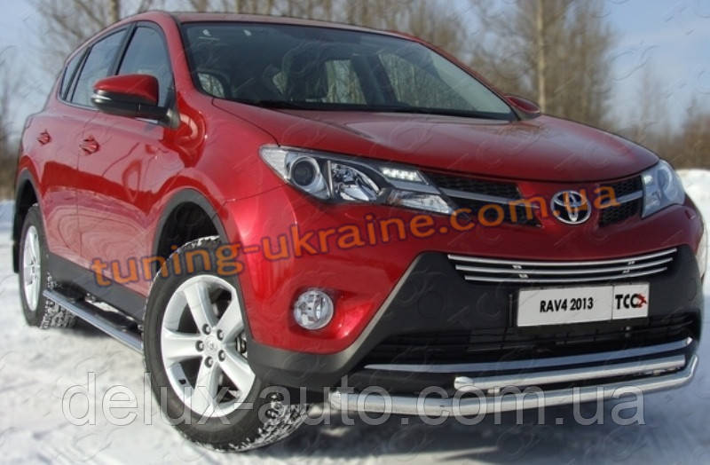 Захист переднього бампера труба подвійна D60-42 на Toyota RAV 4 2013