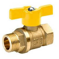 Кран кульовий, латунь Ду 20 (3/4) газ різьба внутр./зовнішня ручка метелик Formec