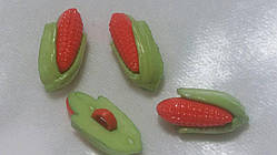 Декоративні гудзики "Кукурудза". Розмір 18*8 мм Колір червоний
