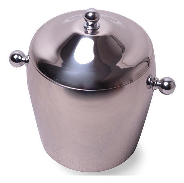 Відро для льоду з кришкою Kamille 1200 мл із неіржавкої сталі з двома ручками