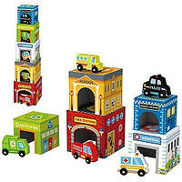 Play Vehicles 5 Cars and Stack-able Garages for Toy Cars, Toys for 2 Year Old Boys and up