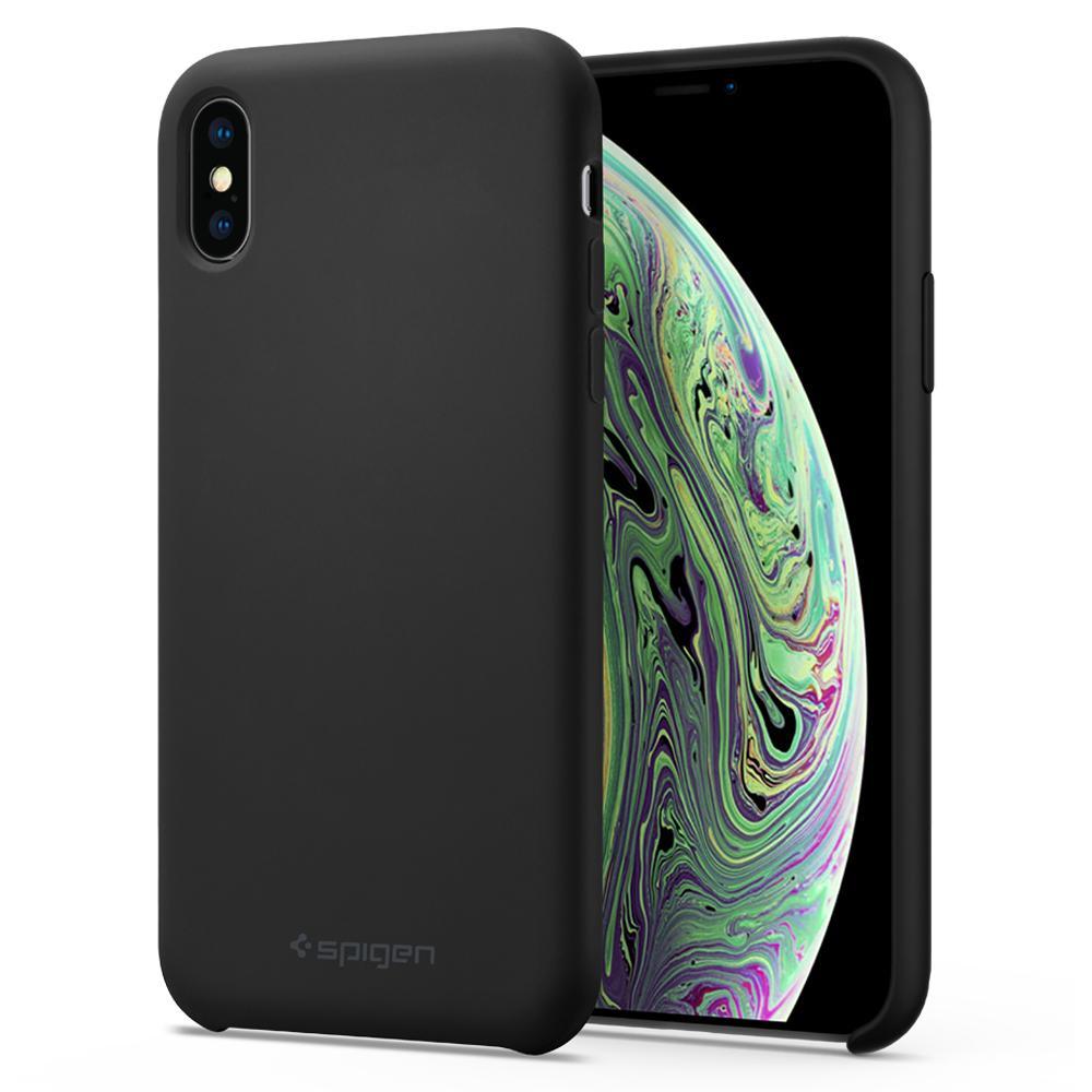 Чохол Spigen для iPhone XS/X Silicone Fit, Black (063CS25651)