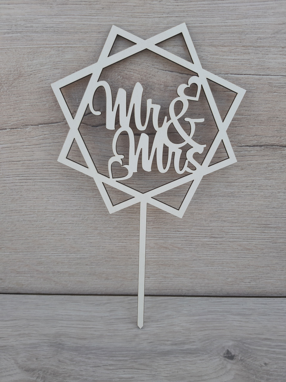 Топер білий на суцільній ніжці "Mr&Mrs"