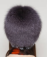 Жіноча хутряна шапка норкова на в'язаній основі, Модель "Фата", колір "темний-фіолет", фото 3