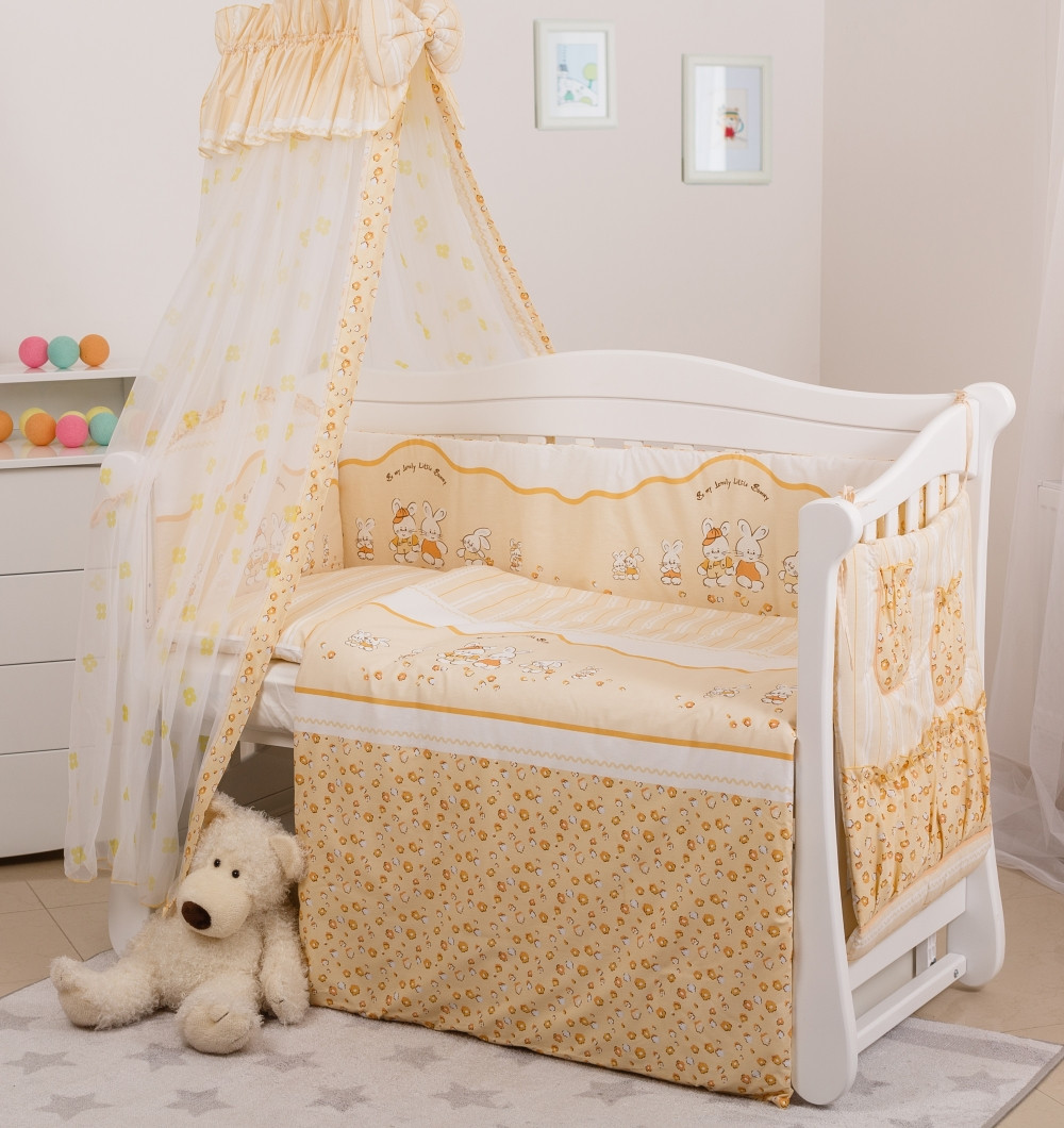 Постільний комплект 8 ел Twins Standard Basic 4050-CB-023, Зайчики зі смужками, жовтий, фото 1