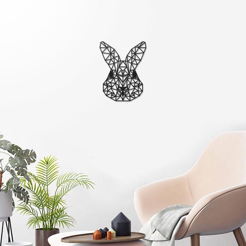 Декор настінний Кролик Чорний кролик Зайчик для стіни Настінний декор у дитячий домашній дизайн Заєць із фанери