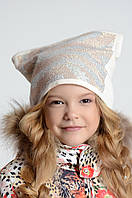 Красивая детская шапка для девочки TRESTELLE Италия T17 972E Бежевый 54см ӏ Одежда для девочек