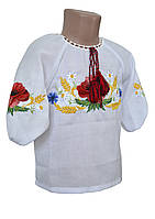 Домотканая Рубашка Вышиванка для девочки белая Мама Дочка Family Look 92 - 140
