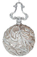 Новогодний шар стекло "Ветка" елочный шар, 12*17 см, с орнаментом, цвет- серебро, набор 4 шт