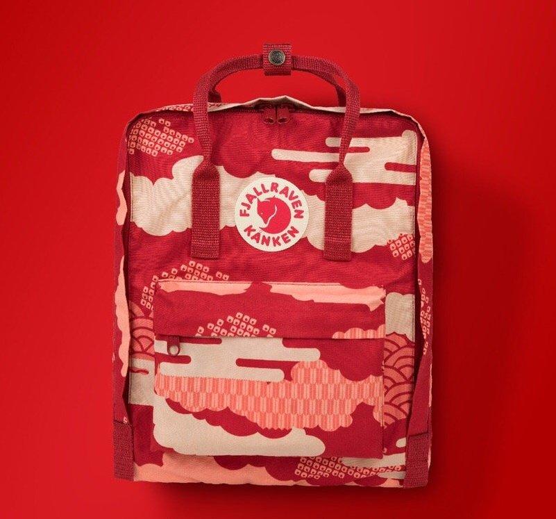 Рюкзак міський Fjallraven Kanken Classic Art 16 л Канкен Red Waves Червоний
