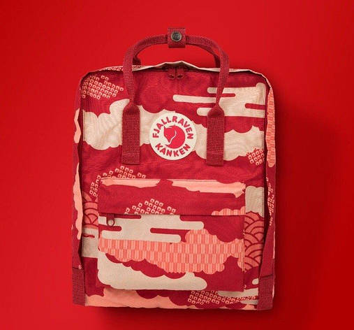 Рюкзак міський Fjallraven Kanken Classic Art 16 л Канкен Red Waves Червоний, фото 1